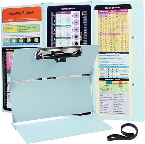 Portapapeles de enfermería plegable, tamaño de bolsillo, portapapeles de aluminio con almacenamiento, cabe en mochila de enfermería, artículos