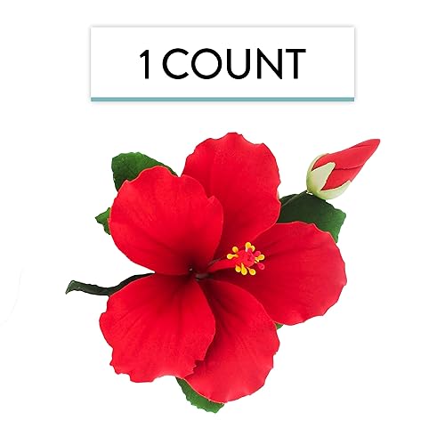 Miniatura 3 de Global Sugar Art Chef Alan Tetreault - Aerosol de flores para pastel de azúcar de hibisco, flor roja hawaiana grande, 1 unidad
