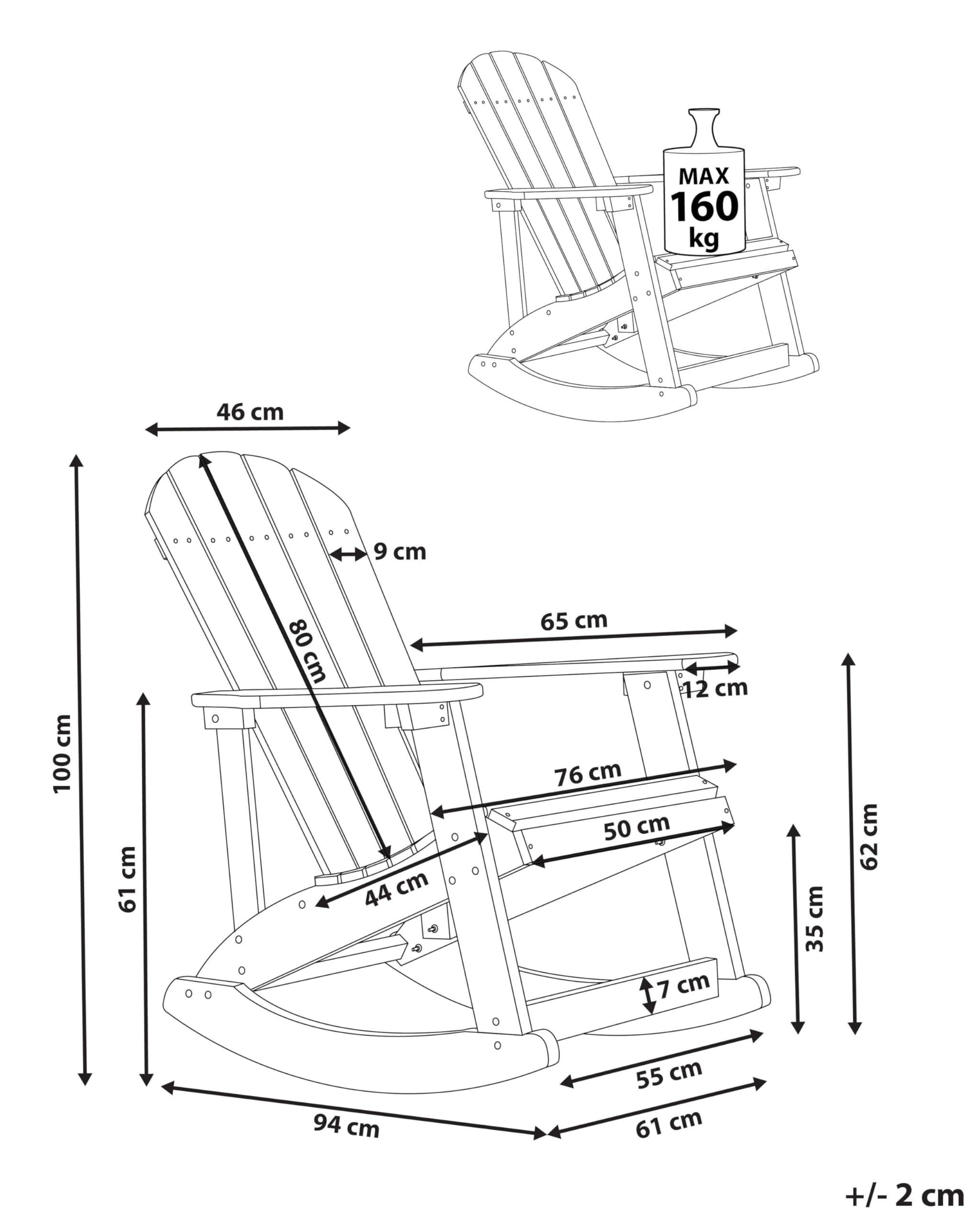 Beliani Silla Mecedora roja de Madera sintética Resistente a la Intemperie Estilo Moderno Adirondack