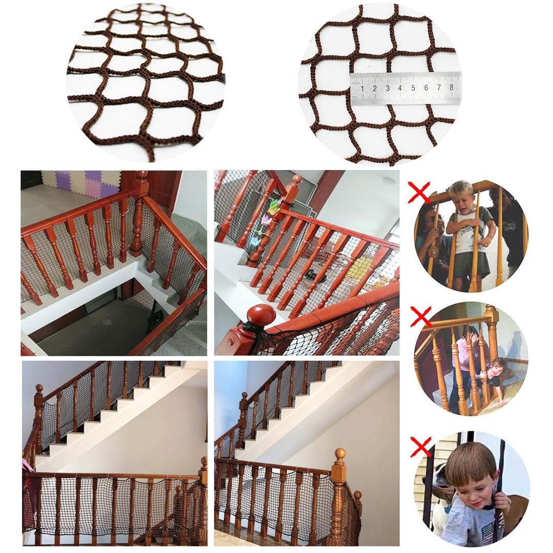 Rete di Protezione Anticaduta per Bambini, Rete di Sicurezza Scale Ferroviarie, Patio Balcone Rete di Protezione per Bambini Tromba Delle Scale Rete Corda Proteggere Bambino Animali Domestici Sicuro