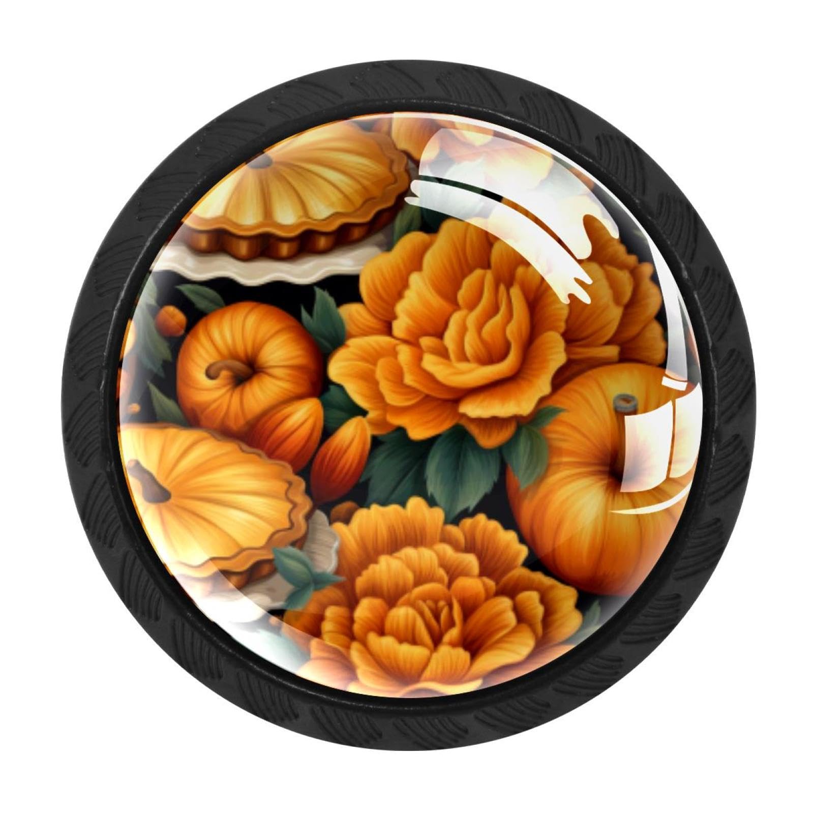CHENZZZZ Thanksgiving Pumpkin Drawer Knobs 4 Pack Crystal Dresser Knobs 35mm Glass Cabinet Knobs for Home Office Bathroom