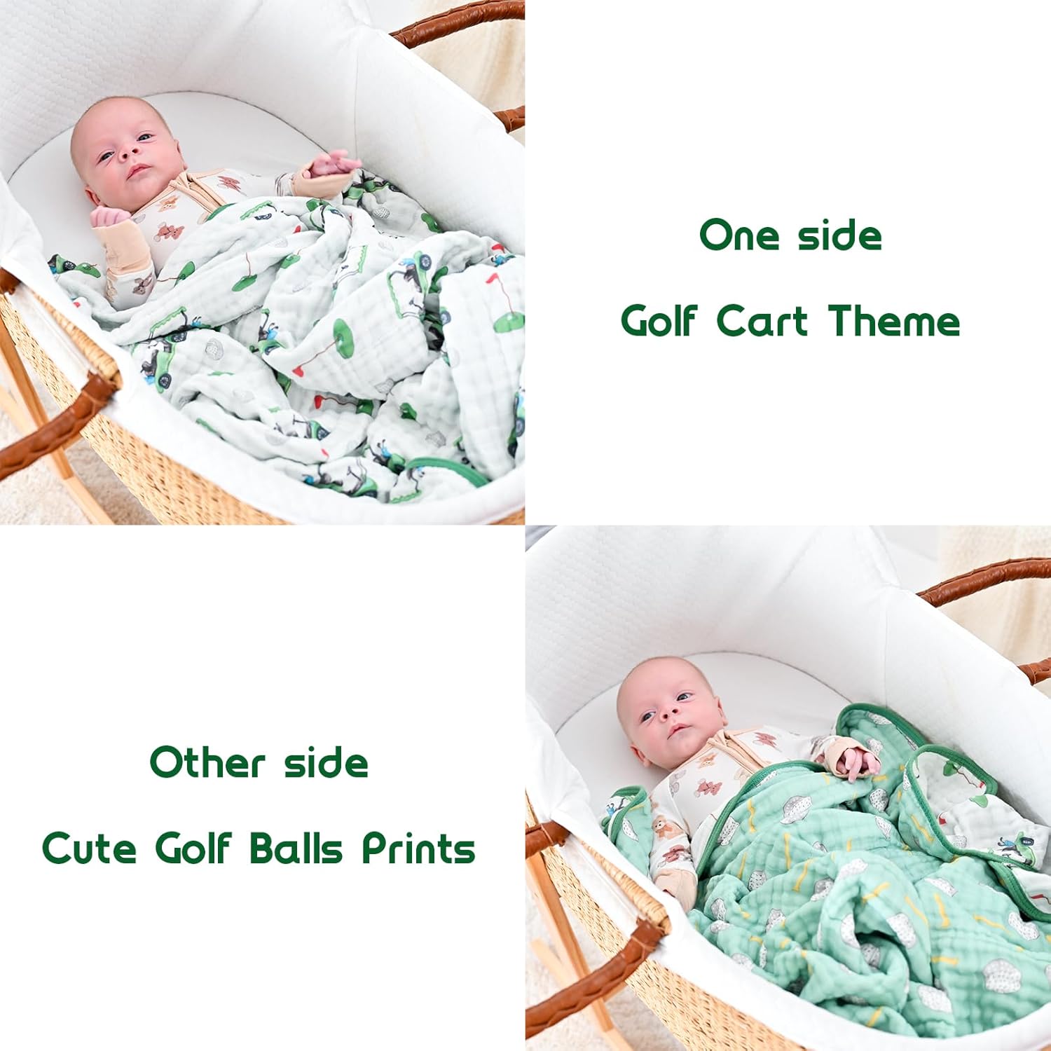 LollyBanks Muslin Baby Blanket 100% Organic Cotton, Muslin Quilt Lightweight, Toddler Blanket for Boys and Girls, 6 Layers Baby Blankets 47"x 47", Soft Nursery Receiving Blankets (Golf Print) - Image 6