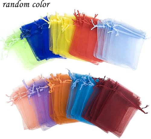 Miniatura 4 de TOPTIE 100 bolsas de organza de 2.8 x 3.6 pulgadas, bolsas de joyería con cordón, bolsas de regalo de boda para recuerdos de fiesta de Navidad
