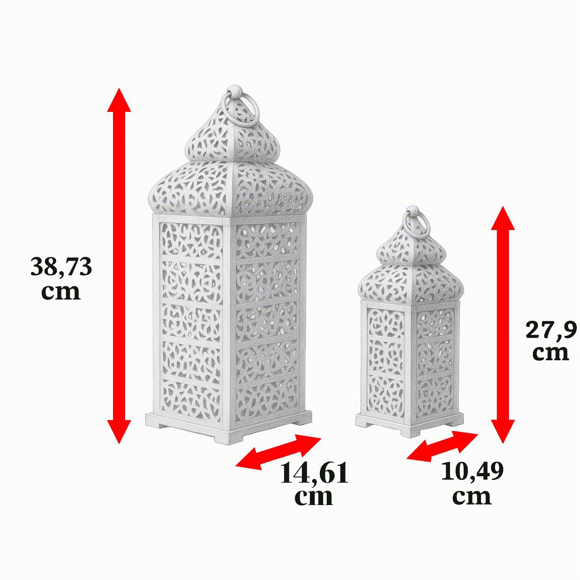 Vela Lanterns Lot de 2 lanternes à bougie style marocain Blanc