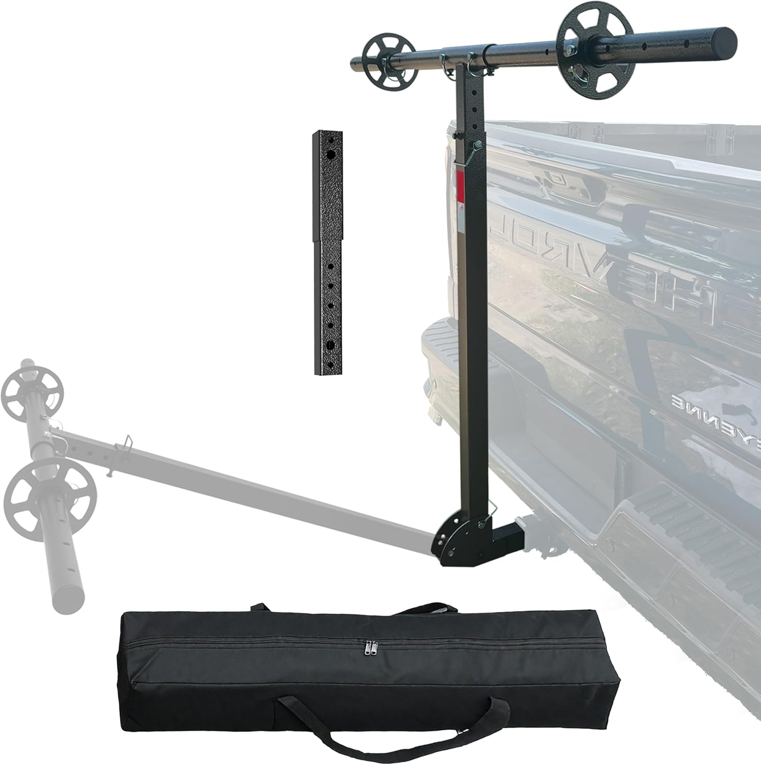 Truck Bed Extenders|4-Position Adjustable Truck & SUV Bed Extender Hitch Mount for Hauling Kayaks Ladders, Lumber & Large Gear |Durable Silver Hammered Scratch-Resistant Design|750lbs Capacity