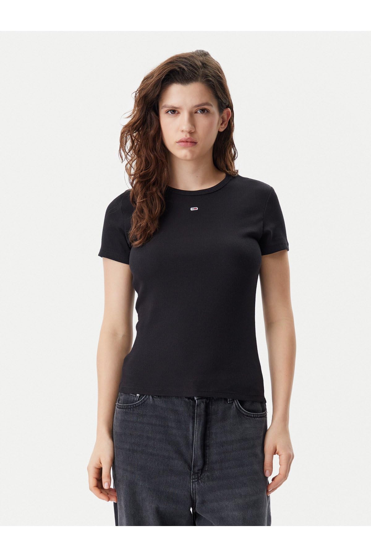 Tommy Jeans Camiseta de Manga Corta Mujer Pack de 2 Essential Rib Slim Fit