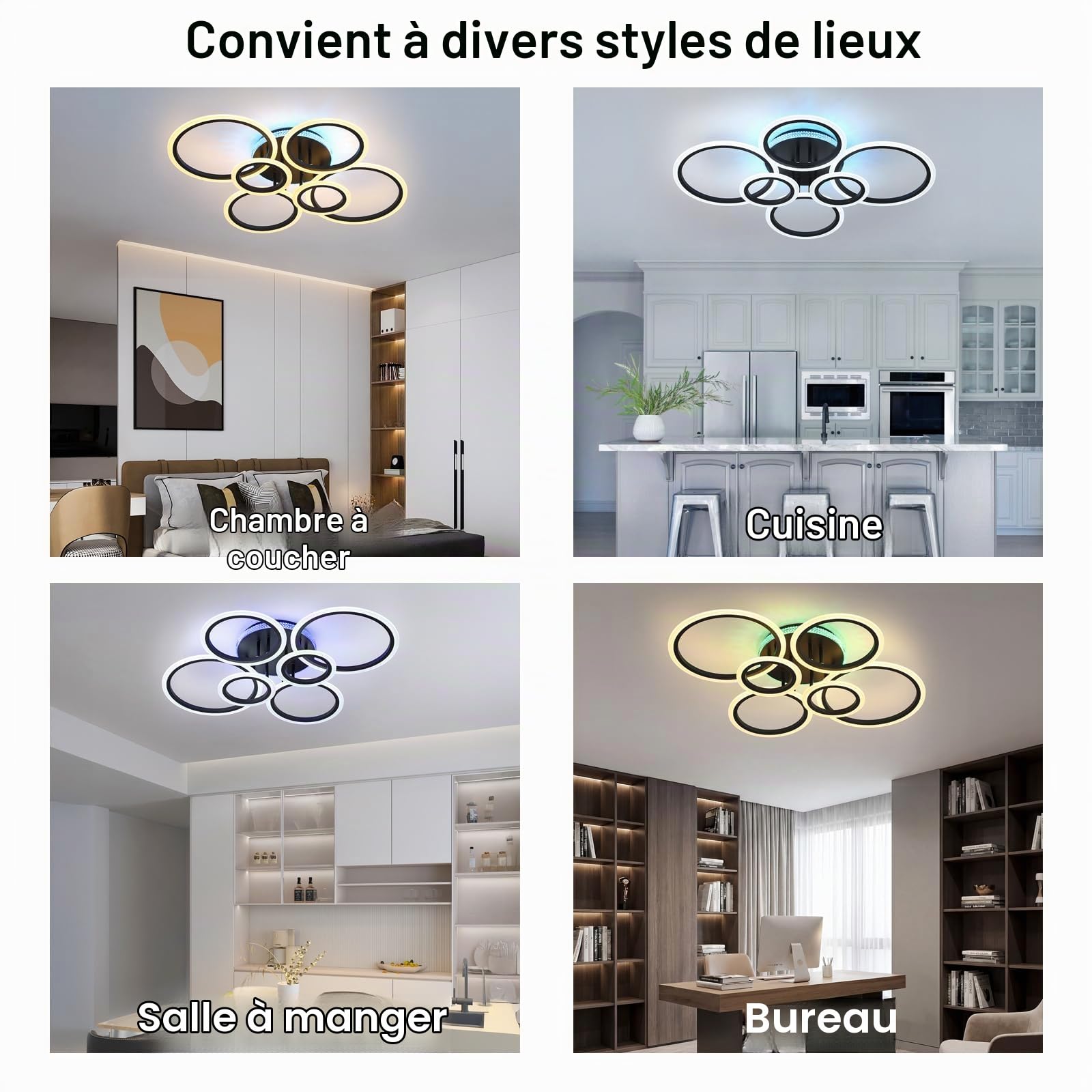 STCH Plafonnier Led salon, Lustre Chambre Moderne,Plafonnier Salle à manger | Luminaire plafonnier led, Plafonnier multicolore avec contrôle RGB indépendant, Lustre Cuisine, Luminaire salon, Lampe ronde