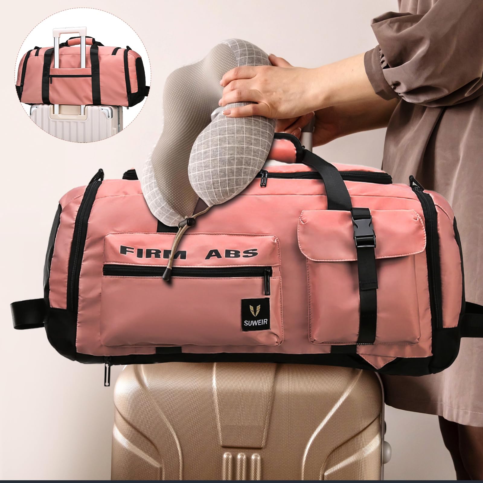 Suweir Borsone Palestra, 65L Borsa da Viaggio con Scomparto per Scarpe e Tasca Bagnata