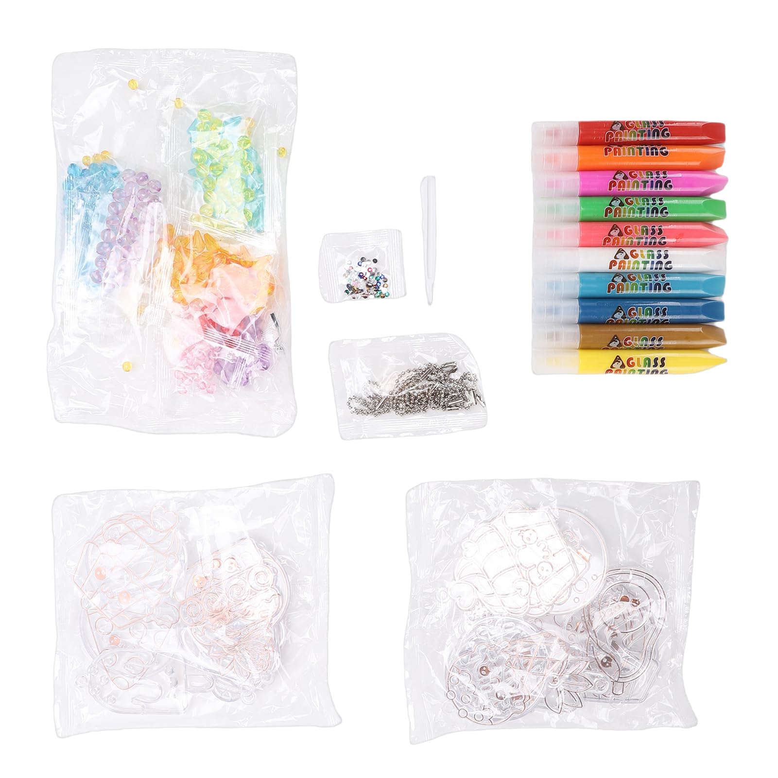 Kit de pintura con pegamento de cristal que no requiere horneado para un arte infantil seguro (W666-A Patrón de pastel de cuento de hadas)