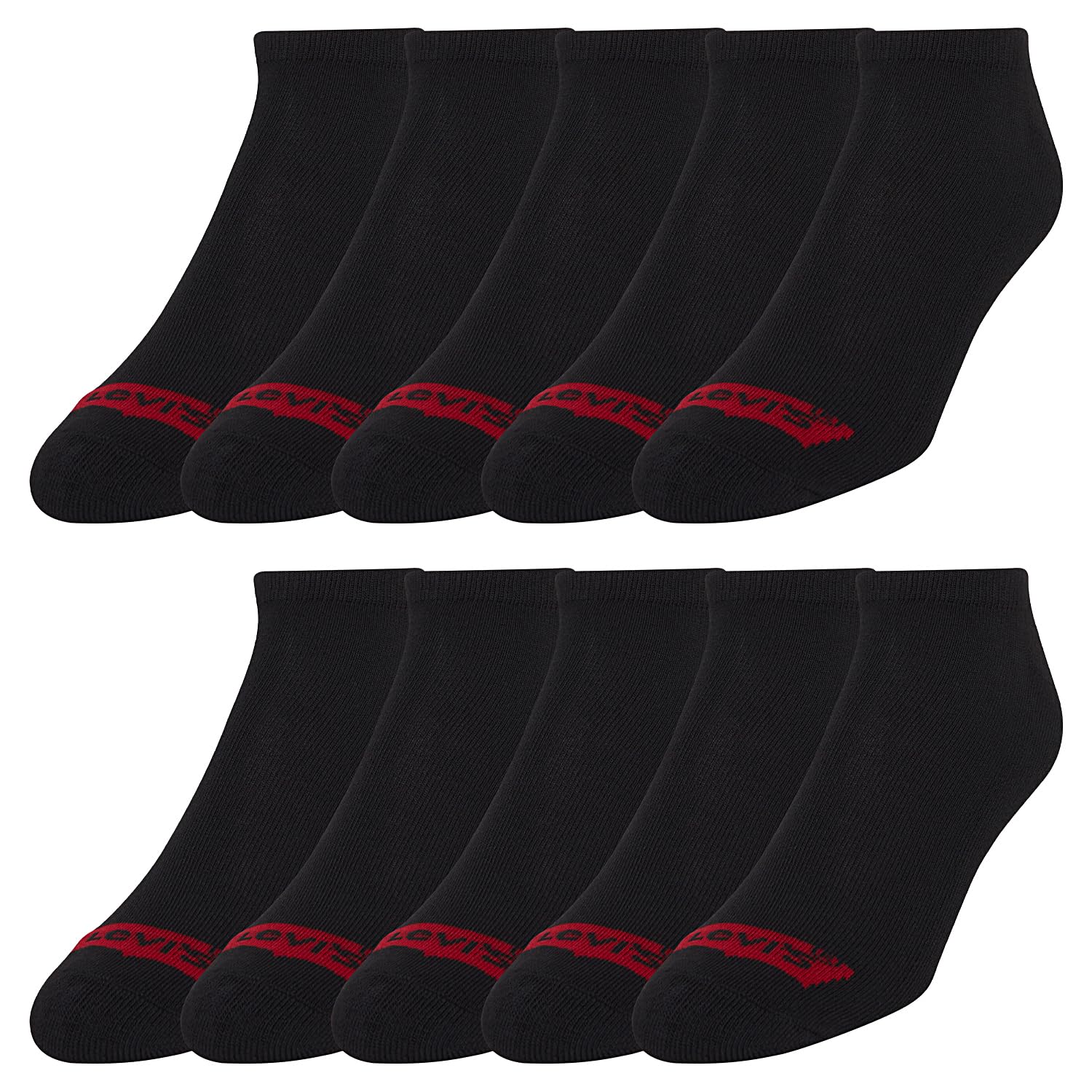 Levi'sLow Cut Socks for Men, Athletic Mens Socks Low Cut, 10 Pack, Assorted, 8, Assorted, 8, Assorted, 8