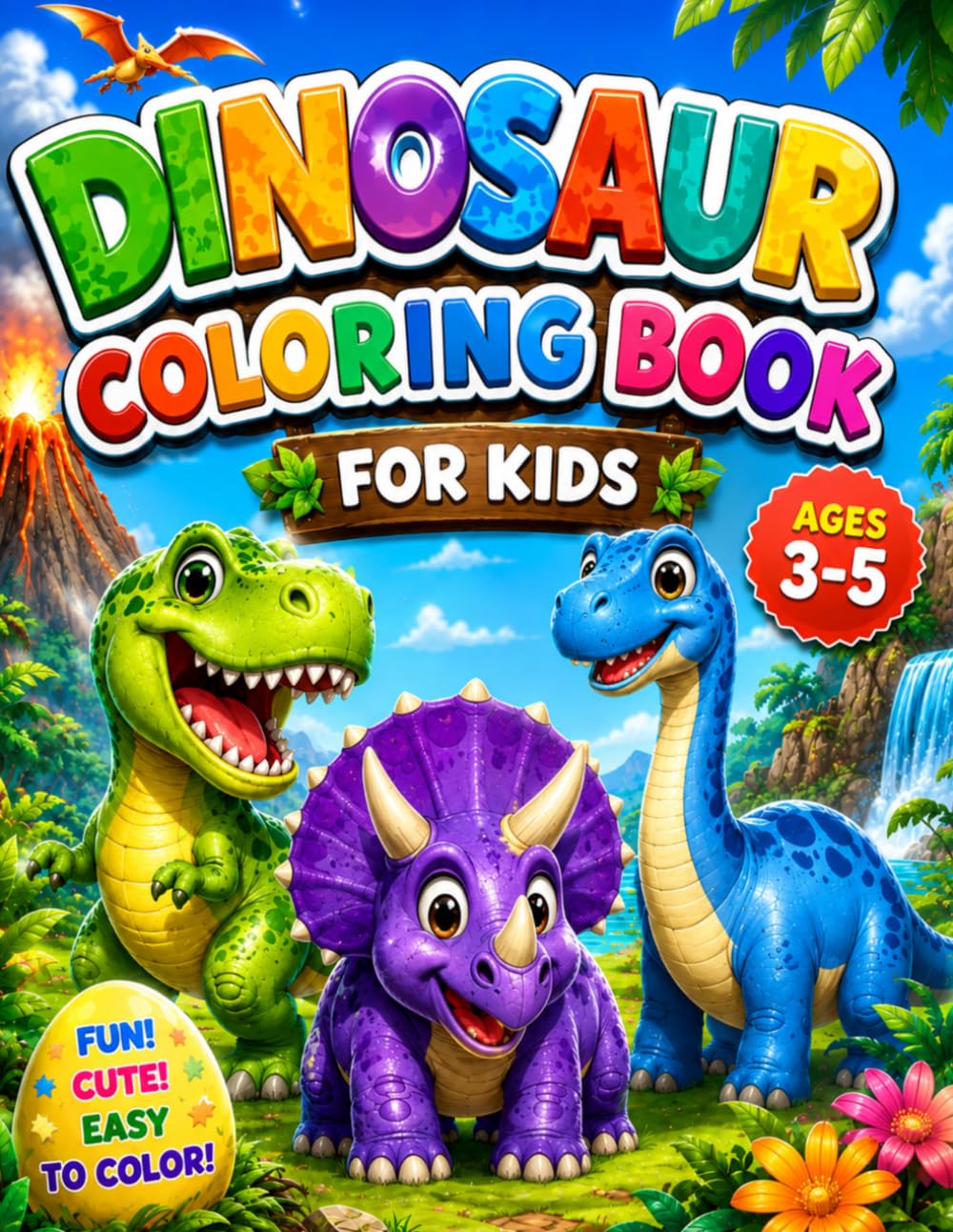 Dinosaur Colouring book for kids: Ages 3 - 5