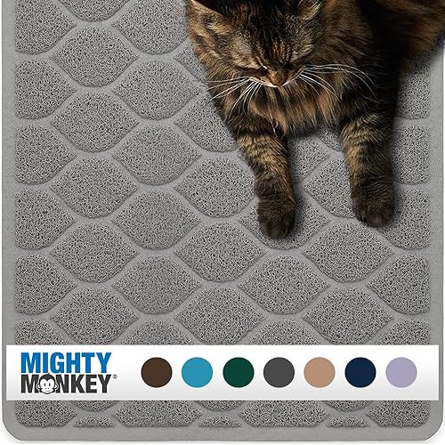 Miniatura 10 de MIGHTY MONKEY - Tapete prémium para atrapar arena para gatos, mejor control de dispersión, con múltiples trampas para arena, fácil de limpiar, suave