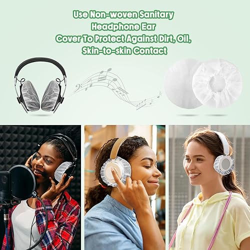 Miniatura 5 de Tatuo 500 fundas desechables para auriculares sobre la oreja, almohadillas sanitarias elásticas, cubiertas blancas para auriculares no tejidas, 4.3