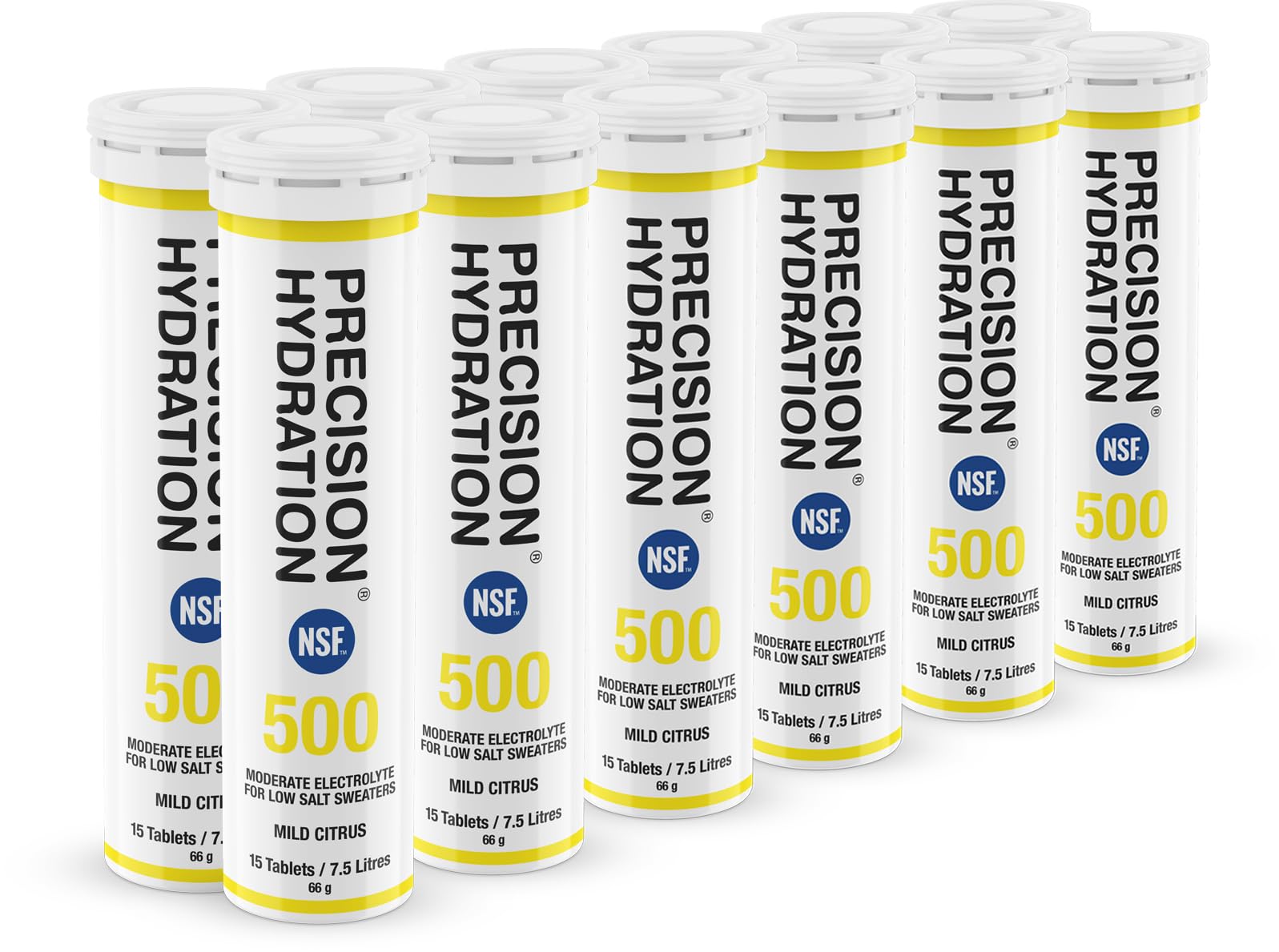 Precision HydrationElectrolyte Tablets - Multi Strength Effervescent Hydration Tablets - Combats Cramp - Low Calorie, Gluten Free, Vegan Friendly (12 Tubes, 500mg/L - Yellow Tube)