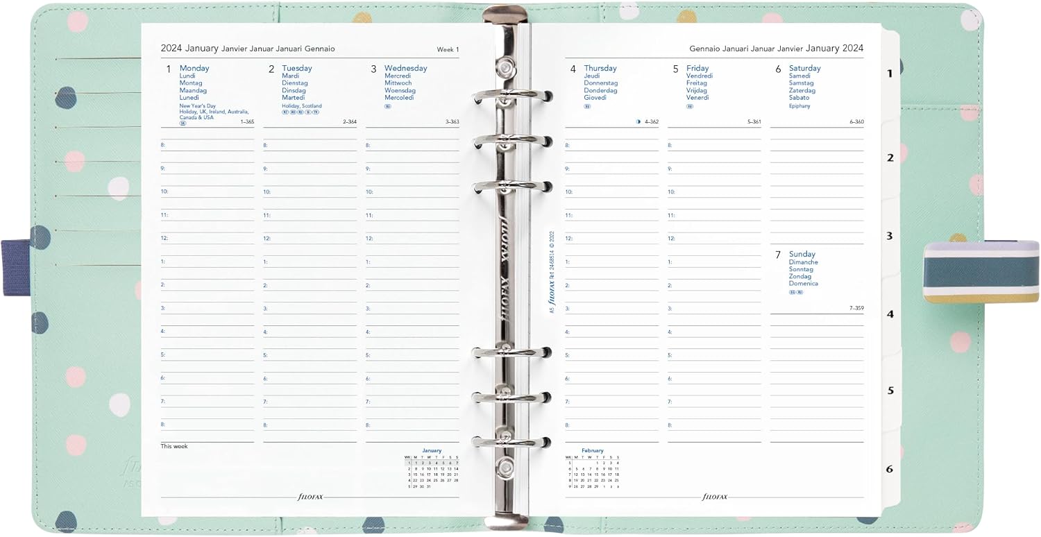 Filofax Good Vibes Organiseur De Poche Motif Rayures - Agenda Semainier 2025 Inclus