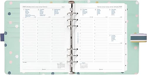 Miniatura 5 de Filofax Good Vibes Organizador, tamaño A5, rayas, seis anillos, con calendario semanal para ver, multilingüe, 2024 (C022687-24)