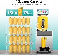 Vista 2 de Máquina comercial de granizado de 15L con luz LED, 15L × 1 Tanques Máquina comercial de bebidas congeladas, Máquina de granizado de margarita