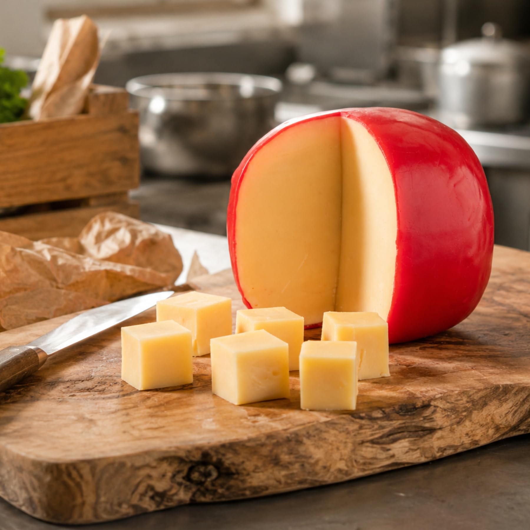 - Edam Cheese Semi Hard Grassfed | Freshly Cut | Made in the Netherlands | Ideal for Commercial and Cooking | Edam Cheese Dutch Semi-Hard | Grassfed, Cut-to-Order | For Chefs & Foodservice - DELICIOSA (100g)