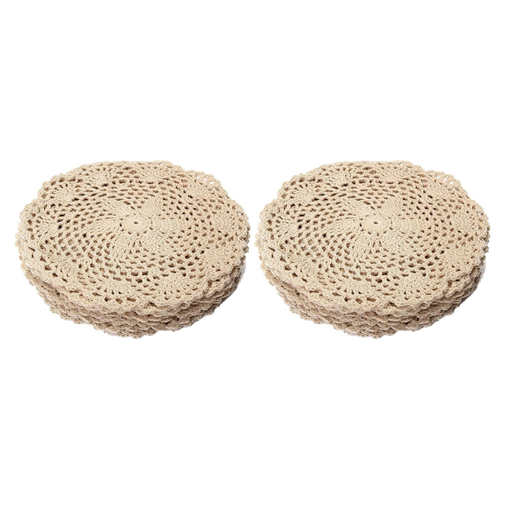 Hndhbfgrt 24Pcs Vintage Cotton Mat Round Hand Crocheted Lace Doilies Flower Coasters Lot Household Table Decorative