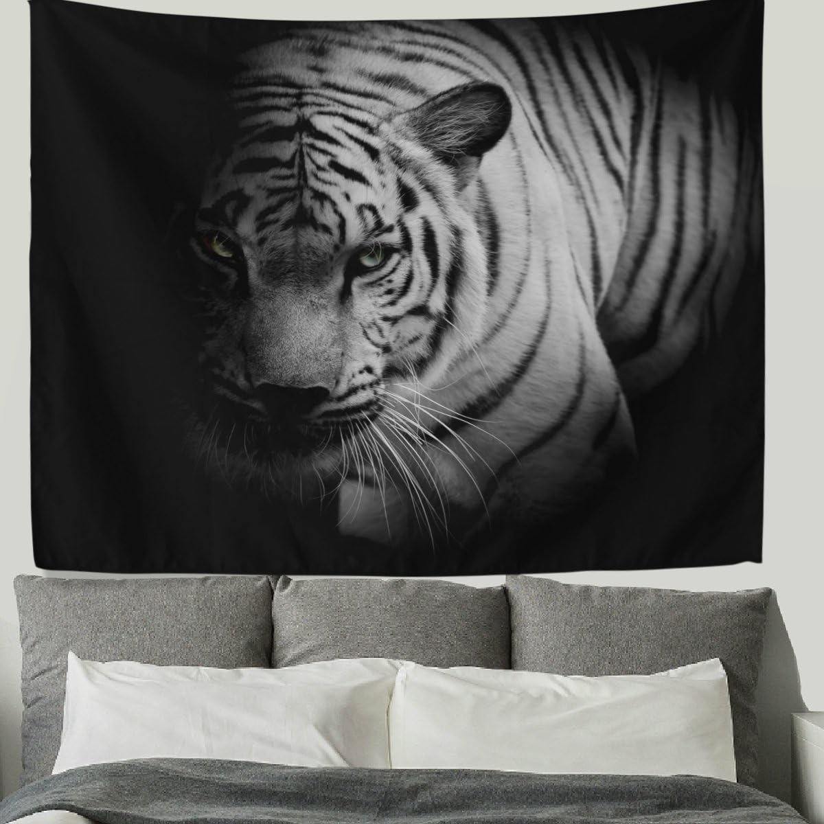HMWR 60x40 Inch Tiger Tapestry Wall Hanging Cool Animal Bengal White Tiger Print wall Fabric Tapestry Throw Artwork Home Decoration for Living Room Bedroom Dorm