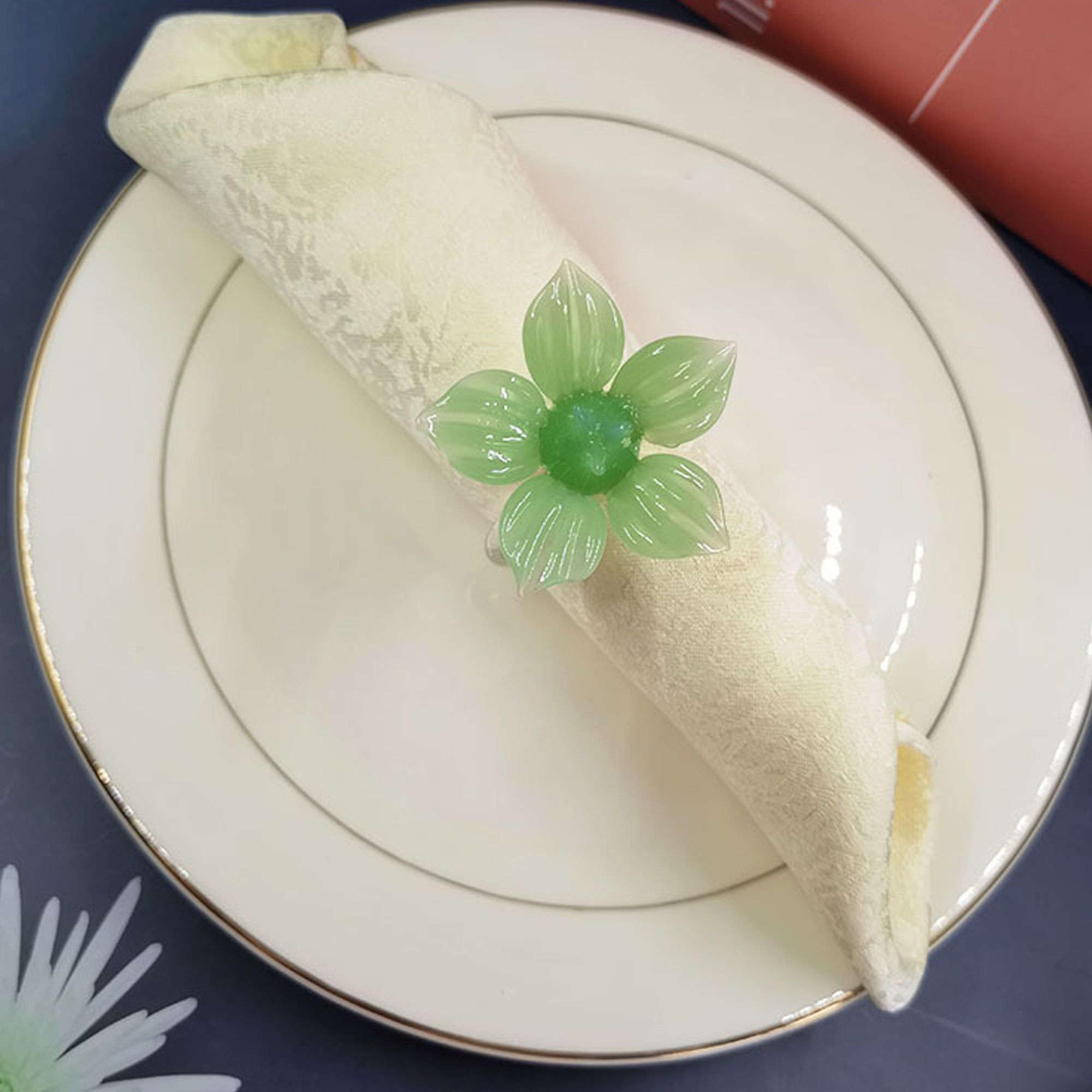 Portatovaglioli da tavolo, Fibbia porta tovagliolo in vetro girasole, set di 12 Portatovaglioli squisiti Anello in stoffa for la bocca for la decorazione della tavola di banchetti dell'hotel-Blue-1.57