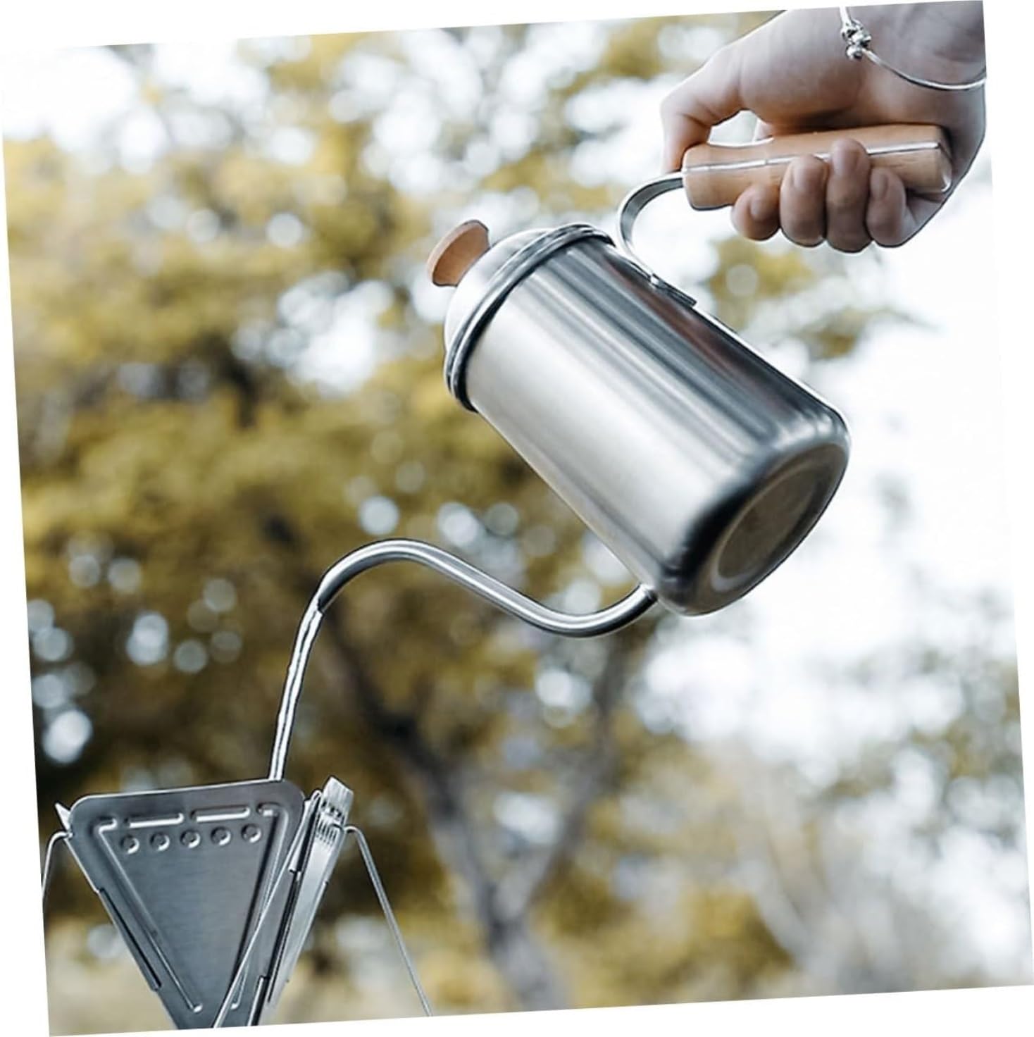Bollitore Fornello Caffettiera Da Esterno Teiera In Acciaio Inossidabile Brocca Per Acqua Campeggio Bollitore In A Collo Di Cigno Far Bollire l'Acqua(White)