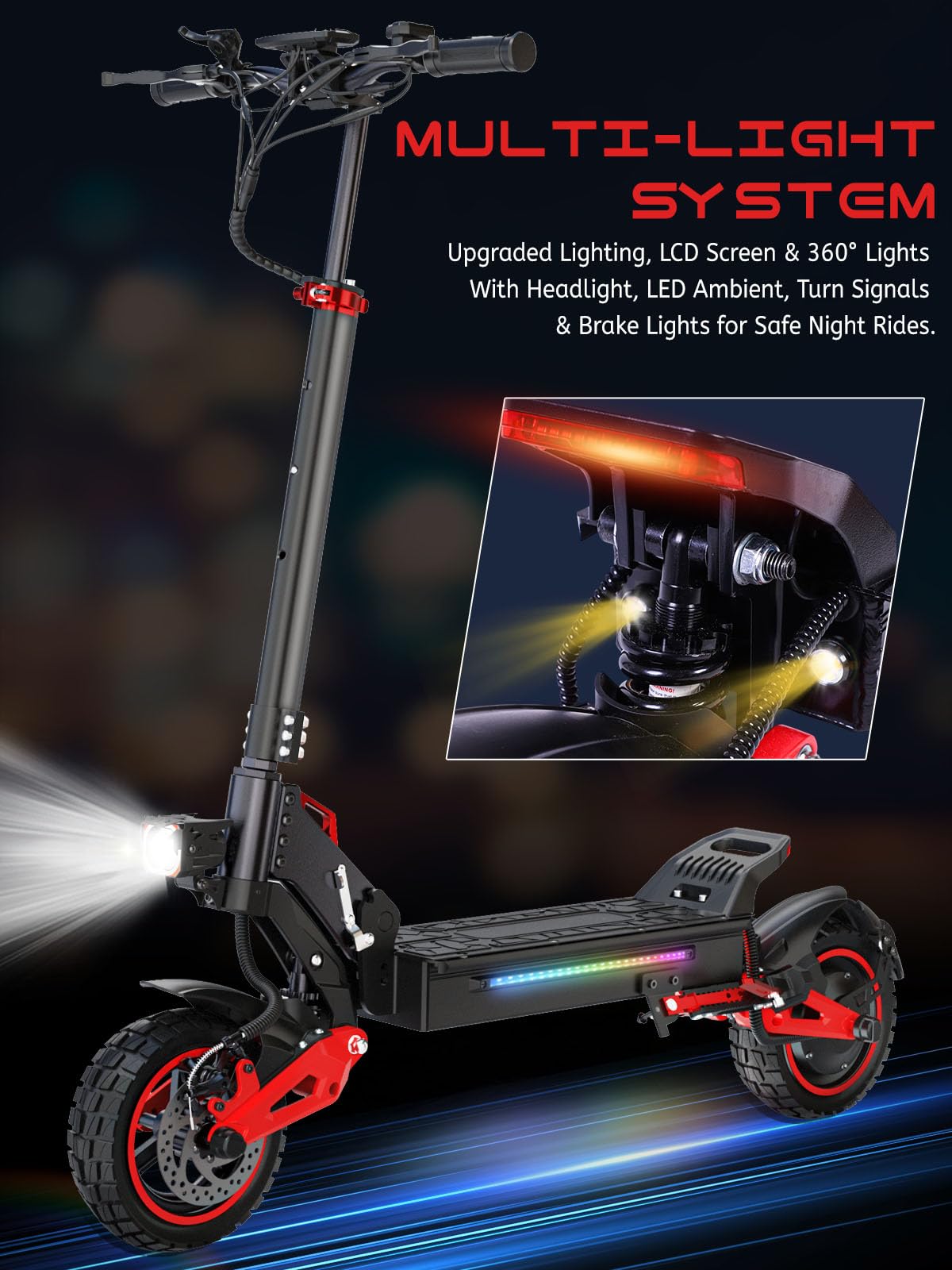 1600W Patinete Eléctrico Adultos Plegable Autonom 45-55KM,48V/18Ah Batería | Ruedas 10.5" Todoterreno Electric Scooter Doble Frenado Sistema Patinete Electrico Plegable Capacidad Carga 150kg 25km/h