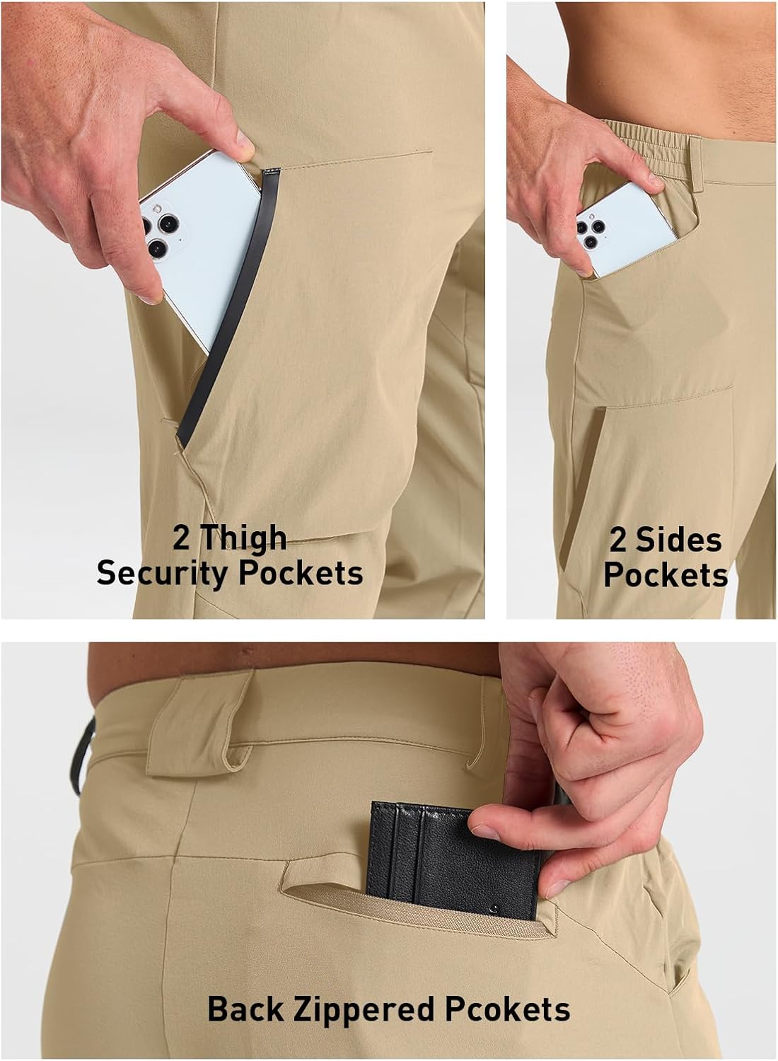 Men's Hiking Stretch Pants Lightweight Work Pants Waterproof Tactical Ripstop Cargo Pants - Image 5