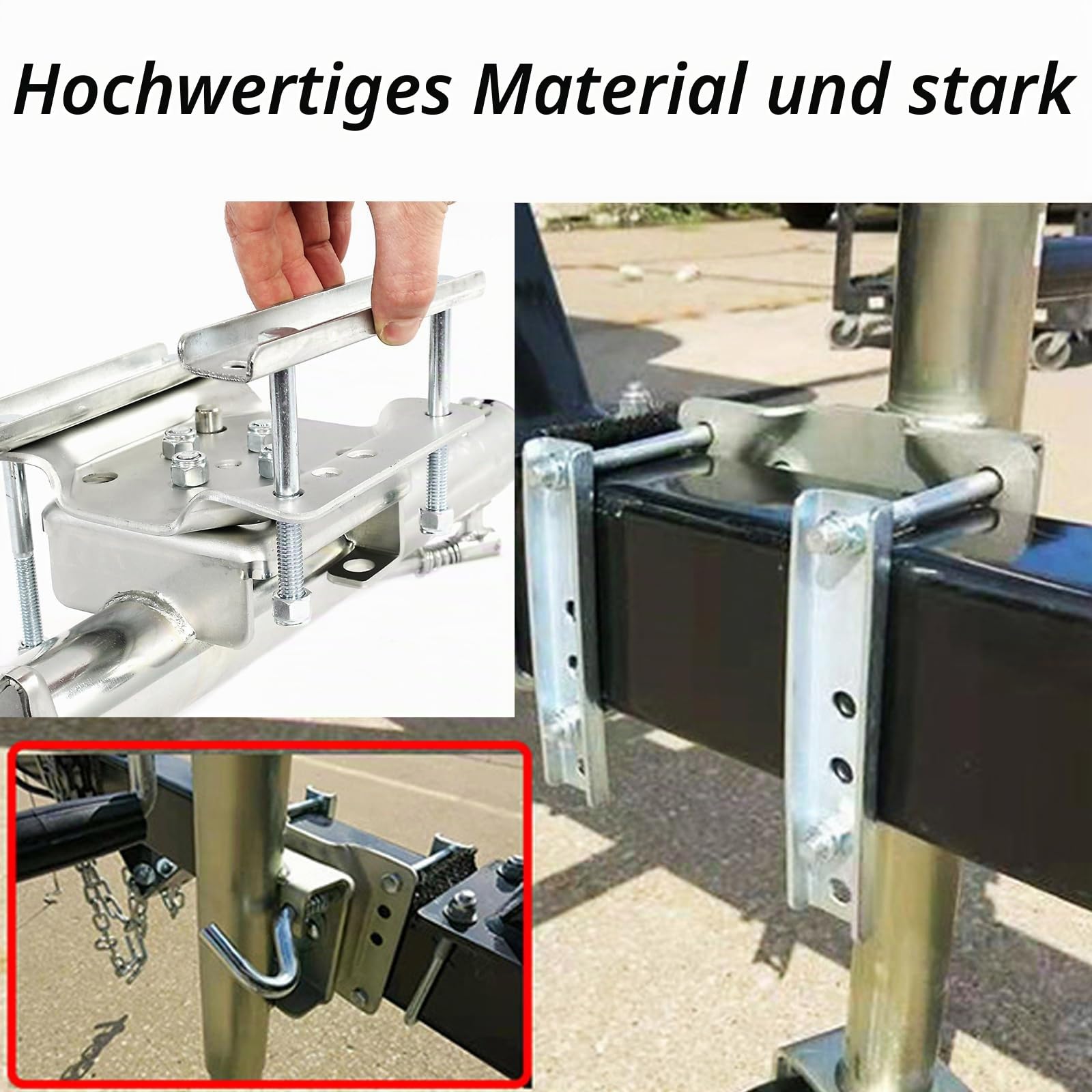 Schwenkbarer Anhänger Stützrad Tragfähigkeit 680 kg Stützrad 254x80mm Seitliche Wippe Automatik Hänger Stützrad Robustes und Verstellbares Stützrad mit Klemmhalter Montiersatz (Seitenwippe)