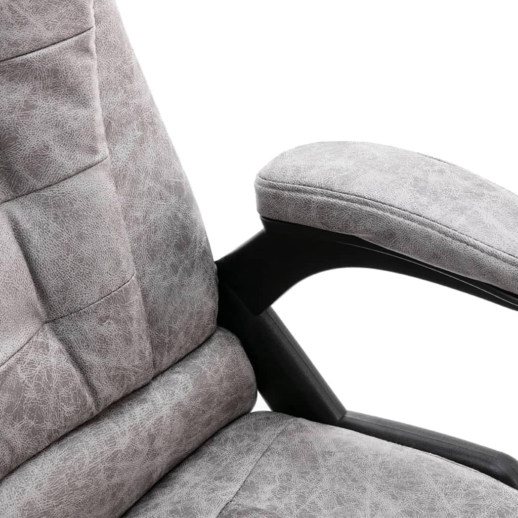 Sedia da ufficio con funzione massaggiante, effetto camoscio grigio chiaro, ergonomica, regolabile in altezza, con massaggio per schiena e seduta, funzione riscaldante, ruote durevoli, per