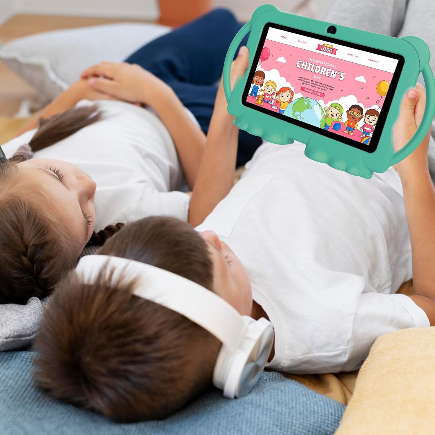 Kids Tablet, 7 inch Tablet for Kids 4GB+32GB Supports 1TB expansion Android Preinstalled Parental Control Children Education Toddler Tablets with Dual camera Bluetooth WIFI6 Shockproof Kickstand Case
