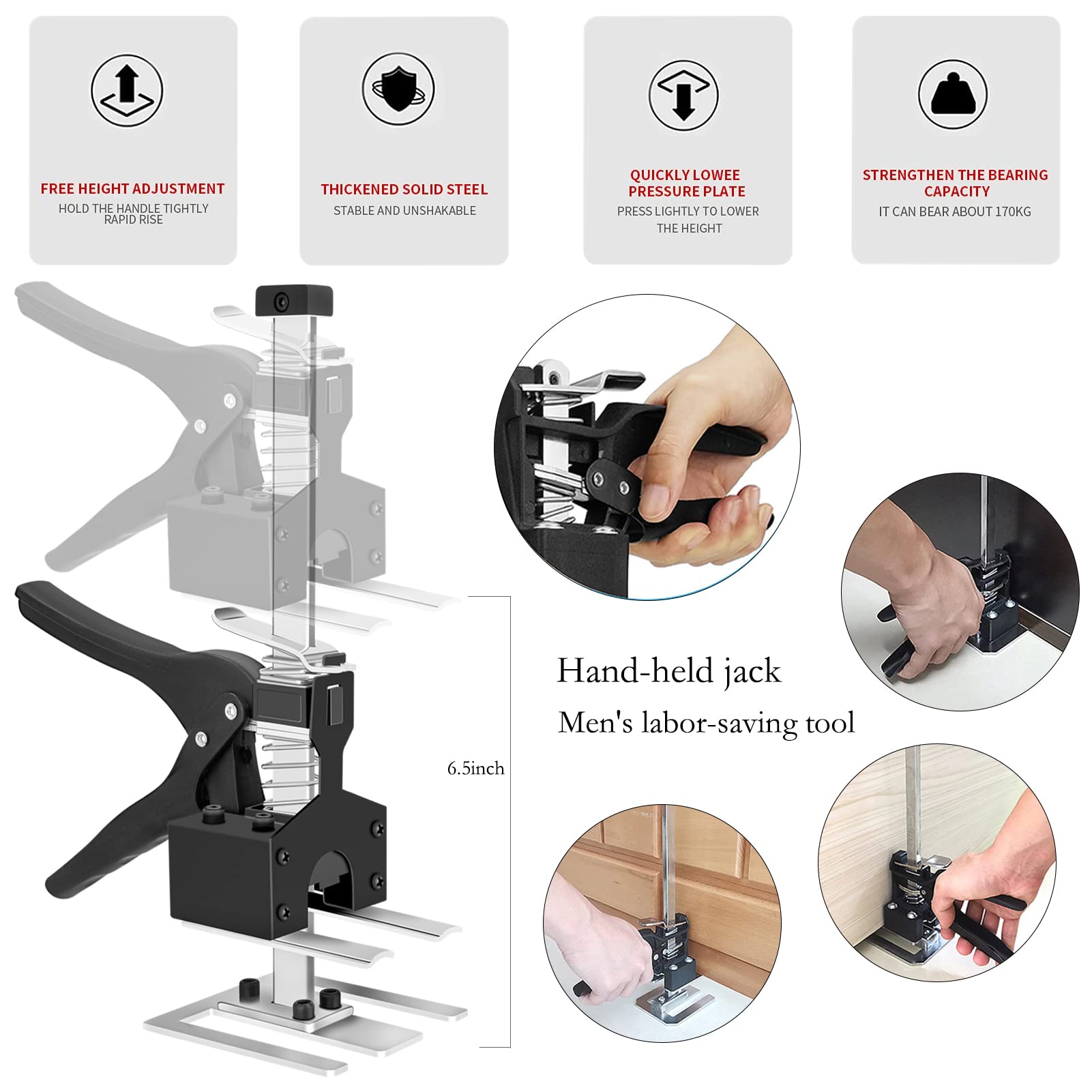 Buy AMZKEIO Lever Arm Lifter, 12 Inch Labor Saving Arm Jack, Drywall