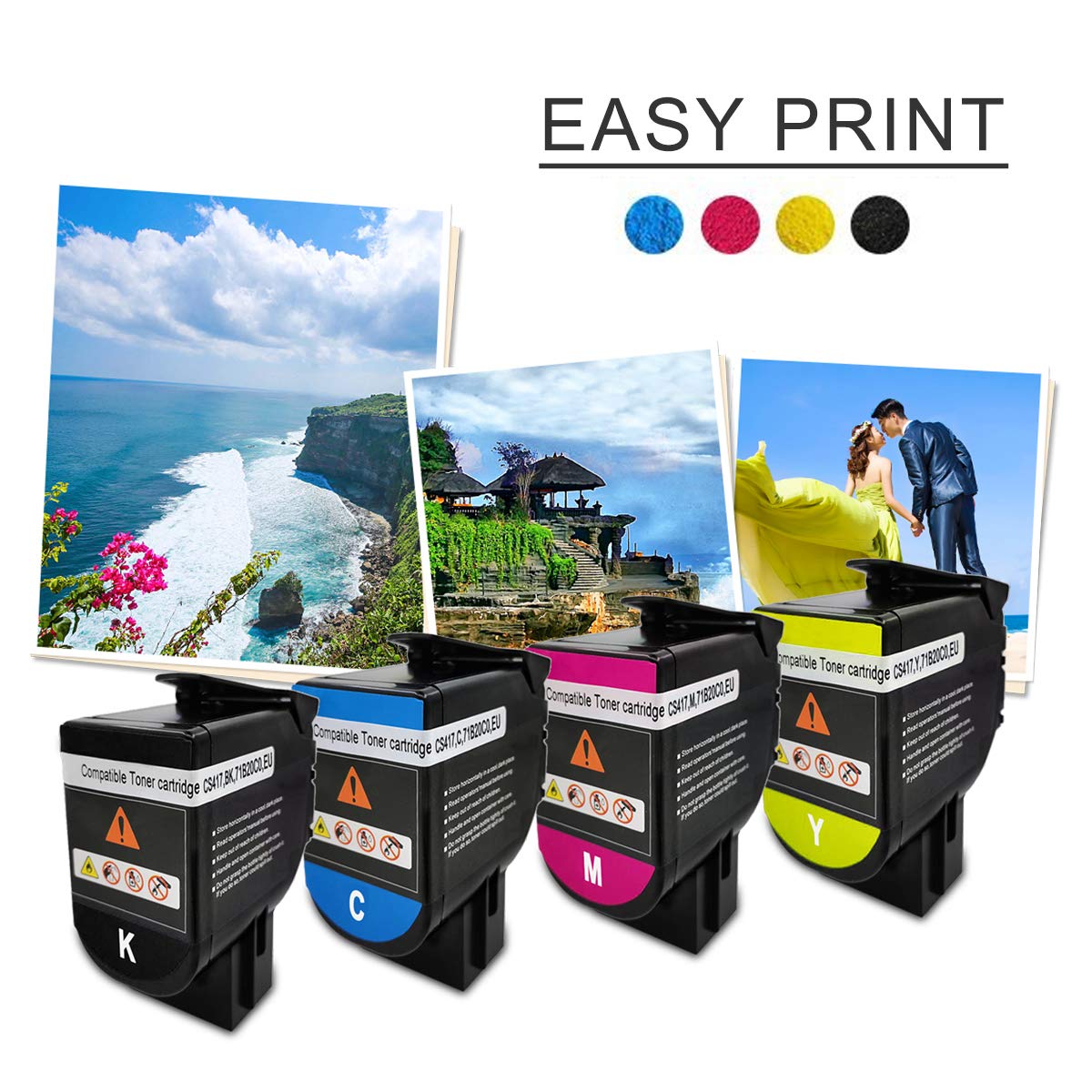 Cartucce Toner Compatibili a 4 Colori CS317 CX317 CS417 CX417 CS517 CX517 Capacità Standard 3000 Pagine BK, 2300 Pagine CMY per Stampante Lexmark CS317dn CX317dn CS417dn CX417de CS517de CX517de