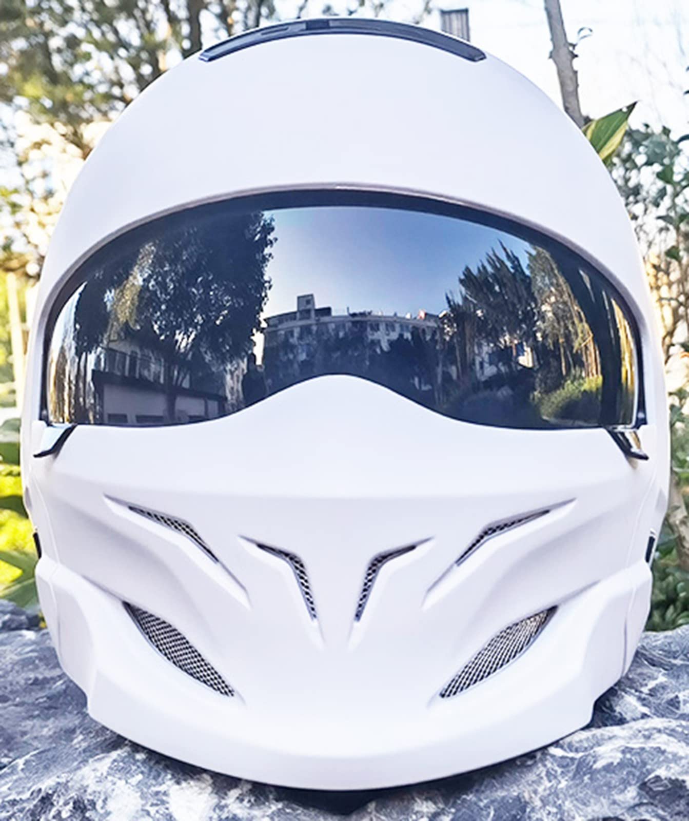 Casco Integrale Moto Retrò Scorpione Mezzo Casco Rimovibile Chin Crash Casco, Può Essere Casco Integrale Mezzo Casco, Casco Moto Certificato DOT/ECE Personalità Di Guida C,M:54-56cm