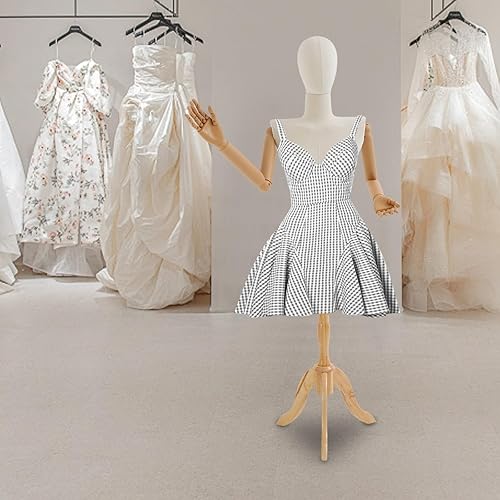 Miniatura 4 de Vestido de maniquí femenino con forma de torso, 61 a 79 pulgadas de altura ajustable, cuerpo de maniquí con base triangular para exhibición de joyas