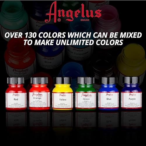Miniatura 3 de Angelus Kit de inicio de pintura acrílica para cuero, juego de 12 unidades de pintura de 1 onza negros, marrones, blancos, gris, beige, crema