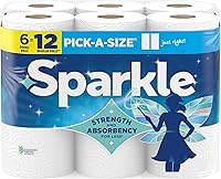 Sparkle Pick-A-Size Paper Towels, 6 Double Rolls (660 Sheets), Strong 2-Ply for Kitchen Messes & Cleanups