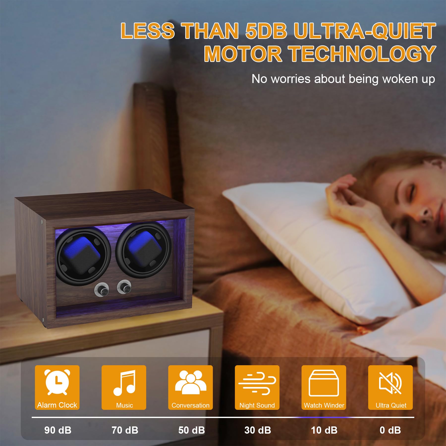 Uhrenbeweger mit 2 Aufzugsraum, Uhrenbeweger aus Holz für Automatikuhren, 2 Speicher Automatischer Uhrenbeweger Box für Display und Uhrenaufzug
