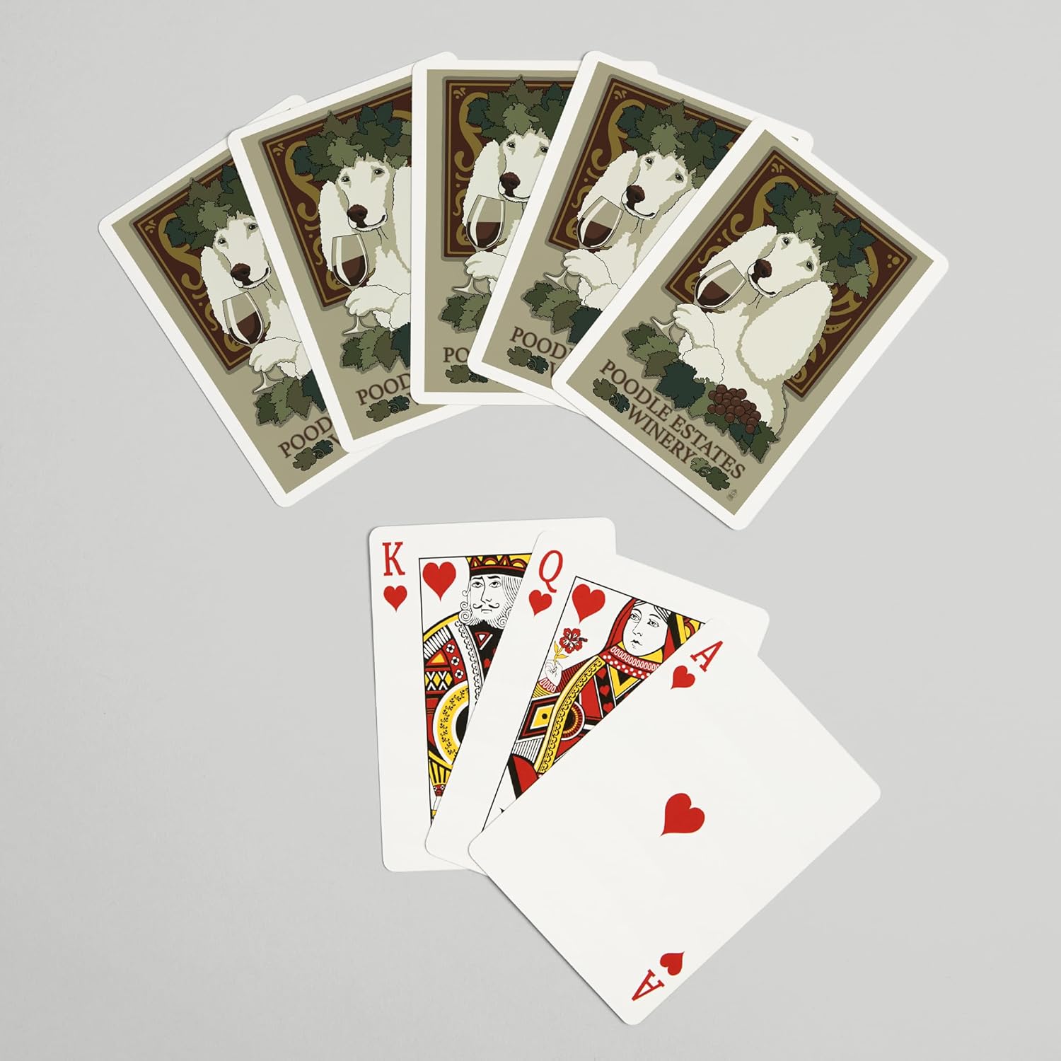 Lantern Press Poodle, Retro Winery Ad, 52 Playing Cards for Adults, Poker Size Card Deck