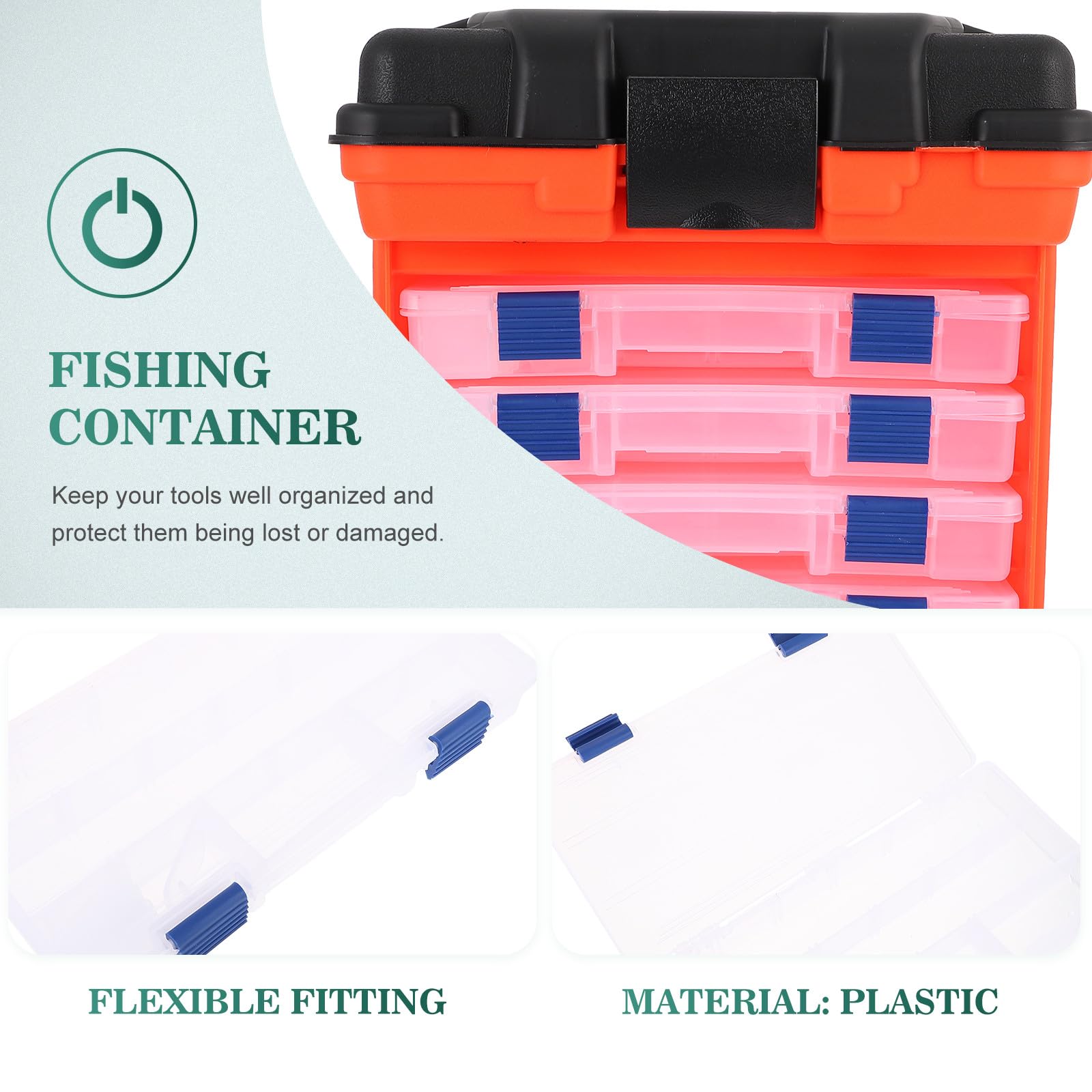 INOOMP Boîte de Pêche Extérieure Grosse Capacité en Plastique, 4 Couches, Facile à Transporter et Peut Servir de Siège, pour Petits Articles et Outils de Pêche