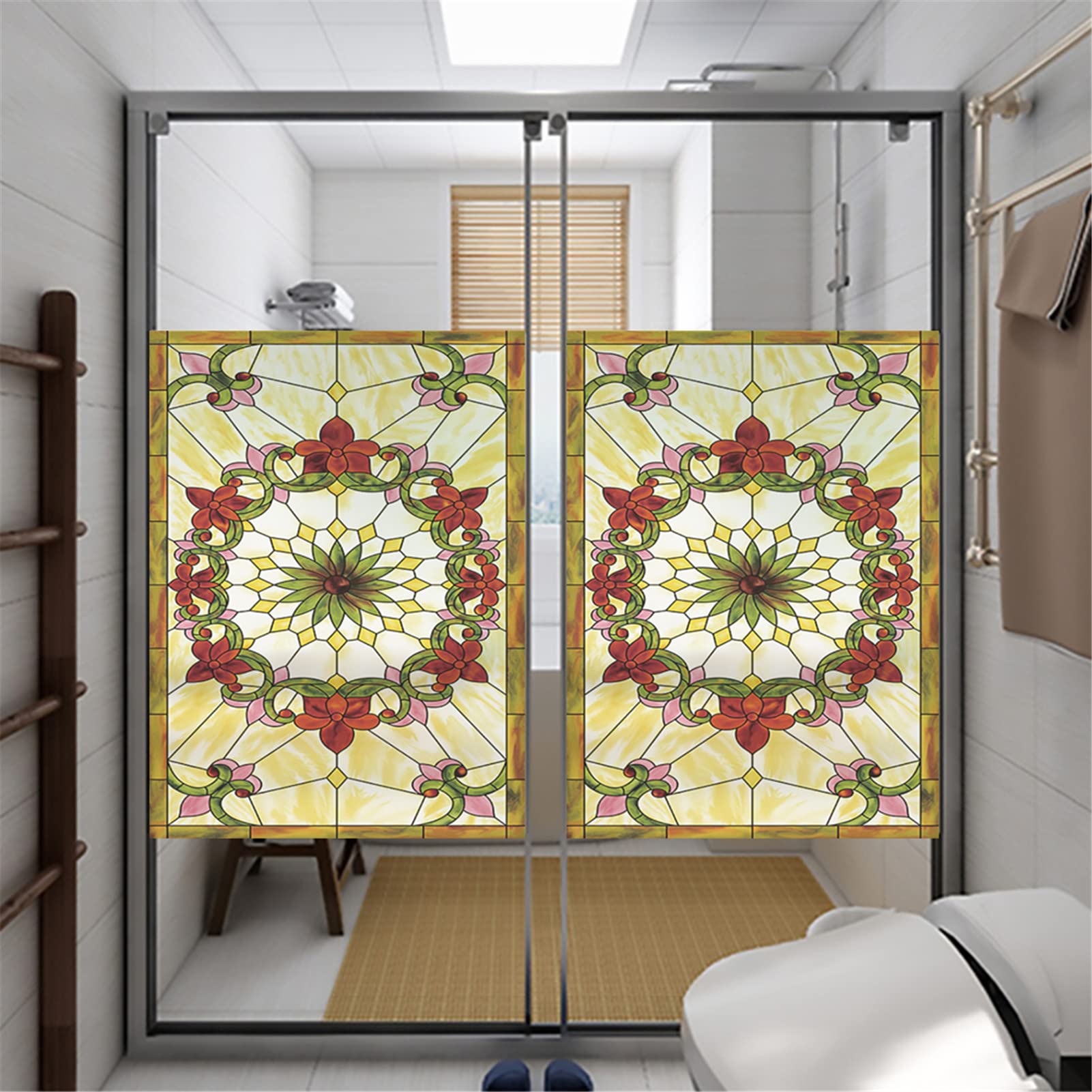 Statisch Haftend Fensterfolie Bunt Selbstklebend Blickdicht Sichtschutzfolie 3D Fensterdeko Milchglasfolie Uv Fensterfolie Sonnenschutz Hitzeschutz Für Bad Wohnzimmer Küche Büro,20,70x120cm