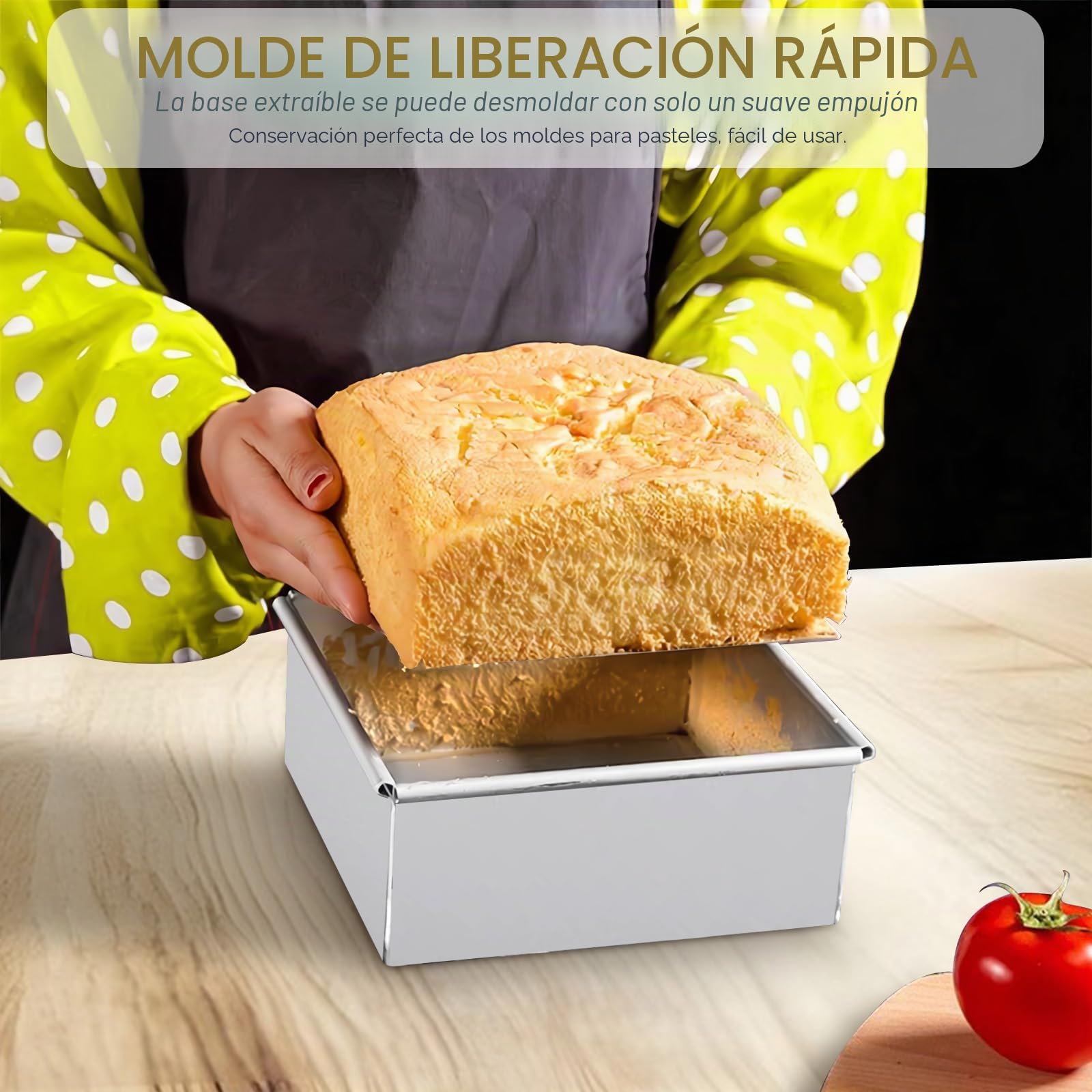 Molde cuadrado con fondo desmontable y revestimiento antiadherente, molde para tartas cuadrado de 8" plateado para tartas, brownies, lasaña (20,4 x 20,4 x 7,8 cm)