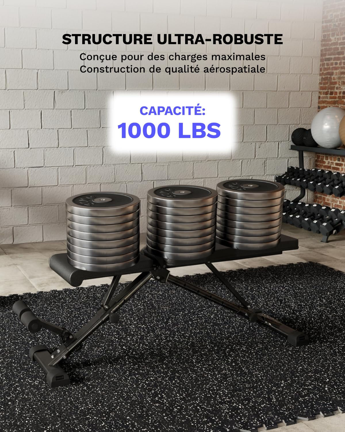 AIRHOP Banc de Musculation Réglable et Amélioré – Banc Multifonction Pour Un Entraînement Complet Du Corps, Pliable Avec Gain De Place, Adapté Aux Home Gym Et Aux Studios De Fitness