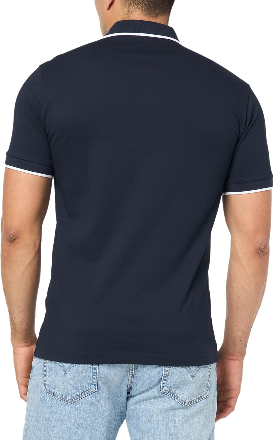 BOSS Mens Square Patch Logo Slim Fit Cotton Polo Shirt - Image 3