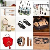 Vista 7 de Correa de cuero de 1 pulgada de ancho y 100 pulgadas de largo, tiras de piel sintética de 0.079 pulgadas de grosor, tiras de cuero suave y fuerte