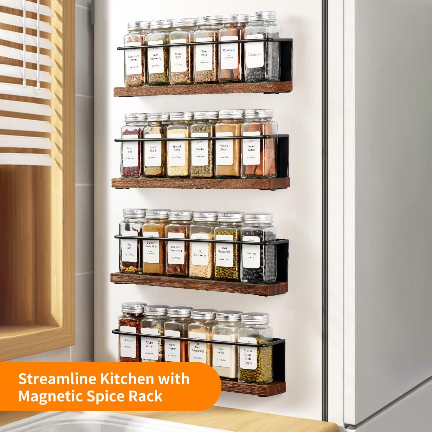 Kitchen Organizer Spice Rack Holders Rustic Wooden Spice Rack
