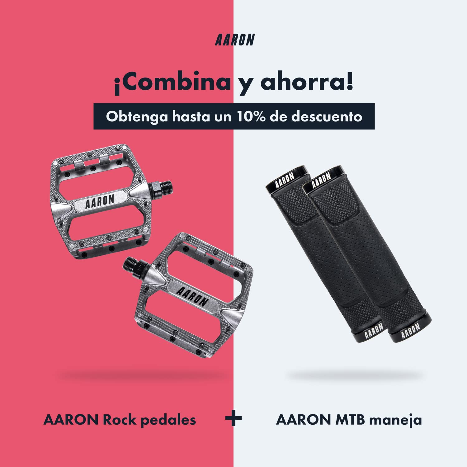AARON Pedales para Bicicleta de montaña, Pedales Planos, Rock, con cojinetes de Calidad y un Agarre Superior, de Aluminio