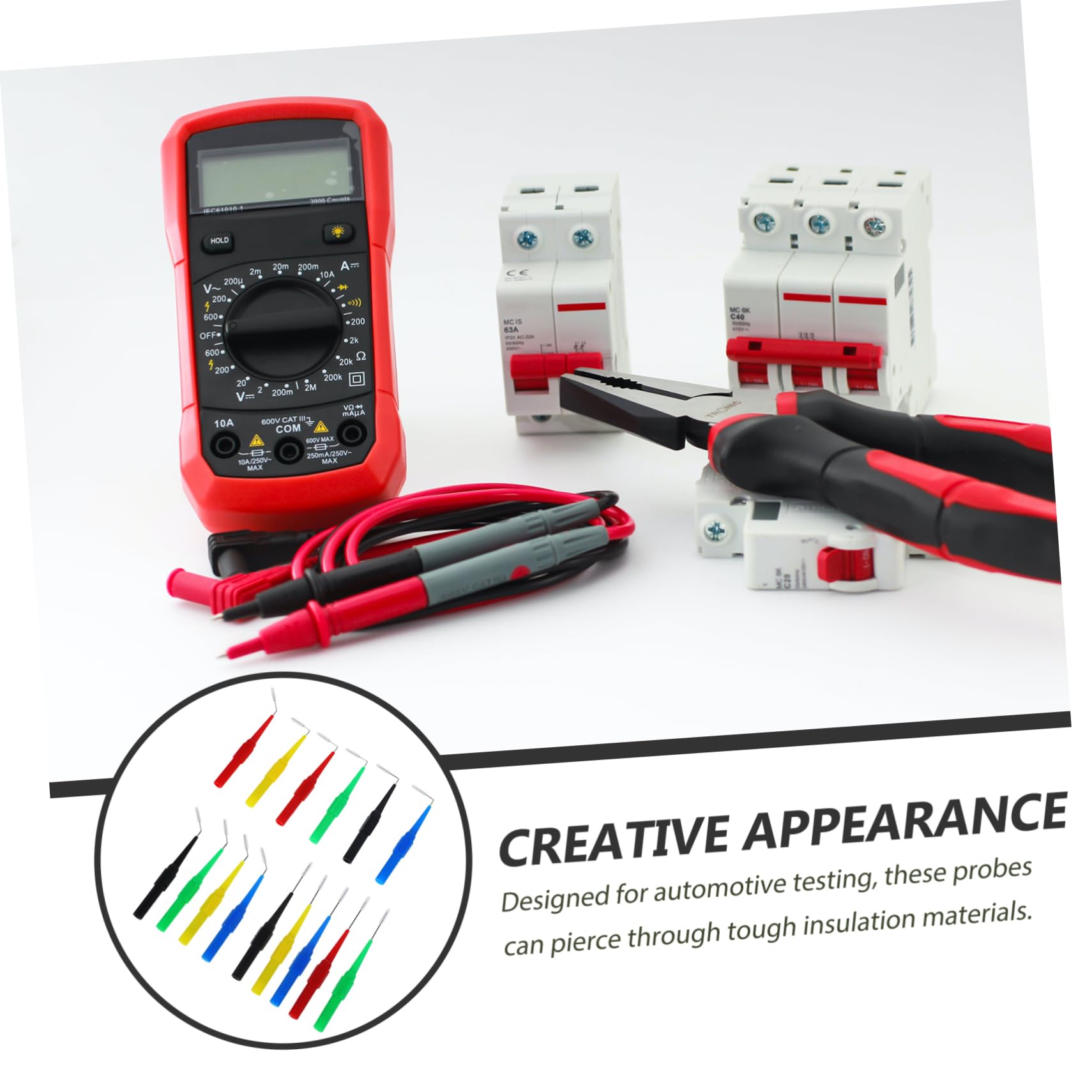 Alipis 5 Set Puntali Tester Multimetro Probes Test Automotive Rame E Inossidabile Per Misurazioni Elettriche E Applicazioni Auto 15 Pezzi*5