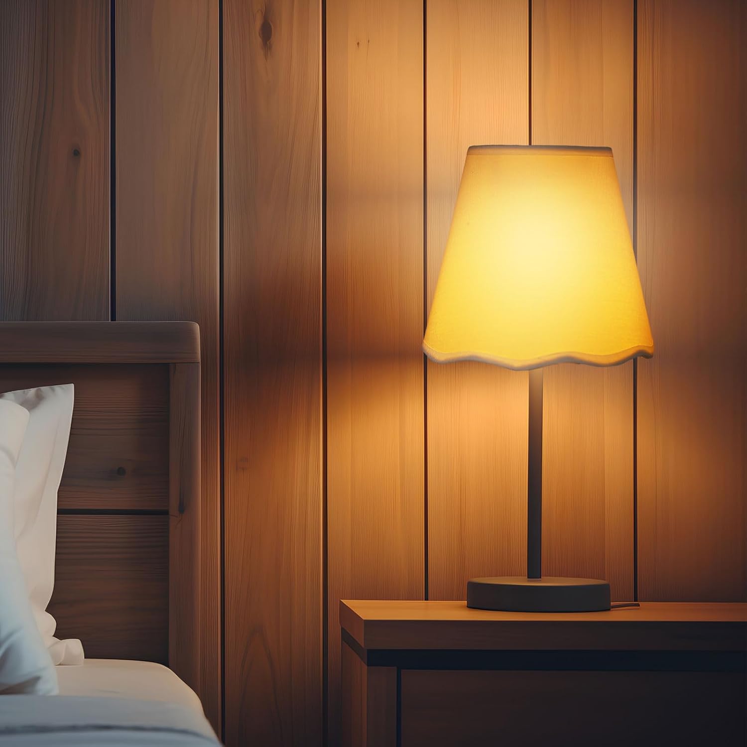 Mudder 4 Pcs Small Scalloped Lamp Shade for Table White Empire Fawn Lamp Shade 4 Top x 6 Bottom x 5.5 High Fabric Lampshade Replacement for Bedside, Wall Sconces, Clip on Adapters Included