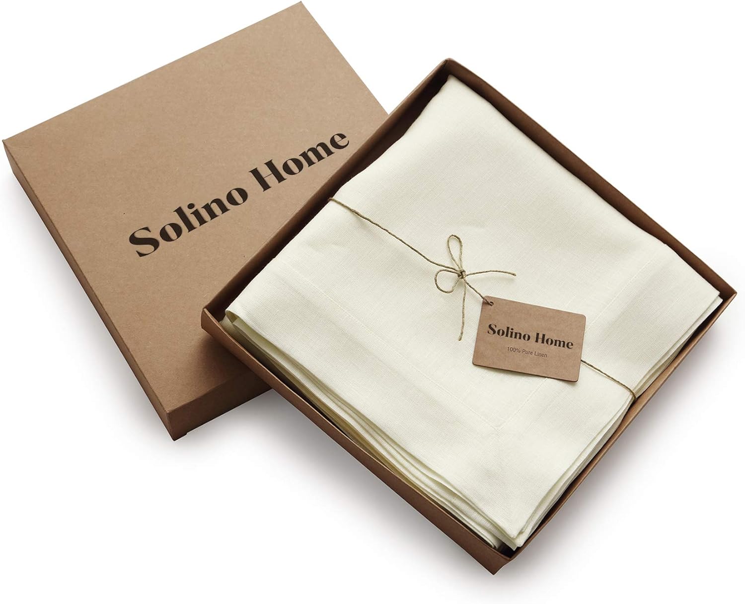 Solino Home Linen Ivory Tablecloth 60 x 108 Inch - 100% Pure Linen Rectangular Tablecloth - Machine Washable Table Cloth for Spring, Easter, Mothers Day - Fete